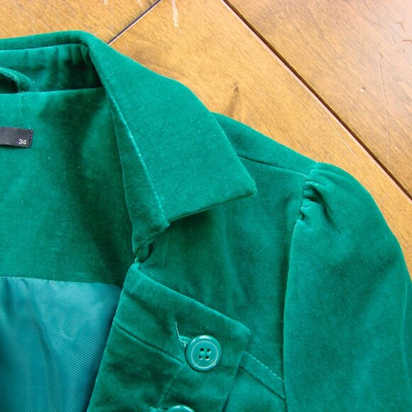 Velvet Green Jacket Blazer Vero Moda Single Breast Whimsigoth Size 34 XS Small - Picture 8 of 16